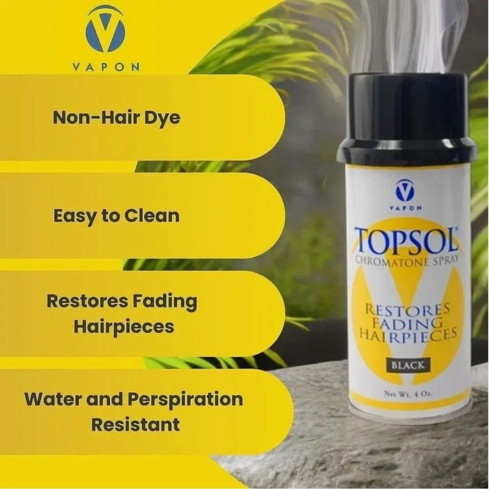 Vapon Topsol Chromatone Spray Black 4 Oz 2-Pack Hairpieces Wigs Toupees